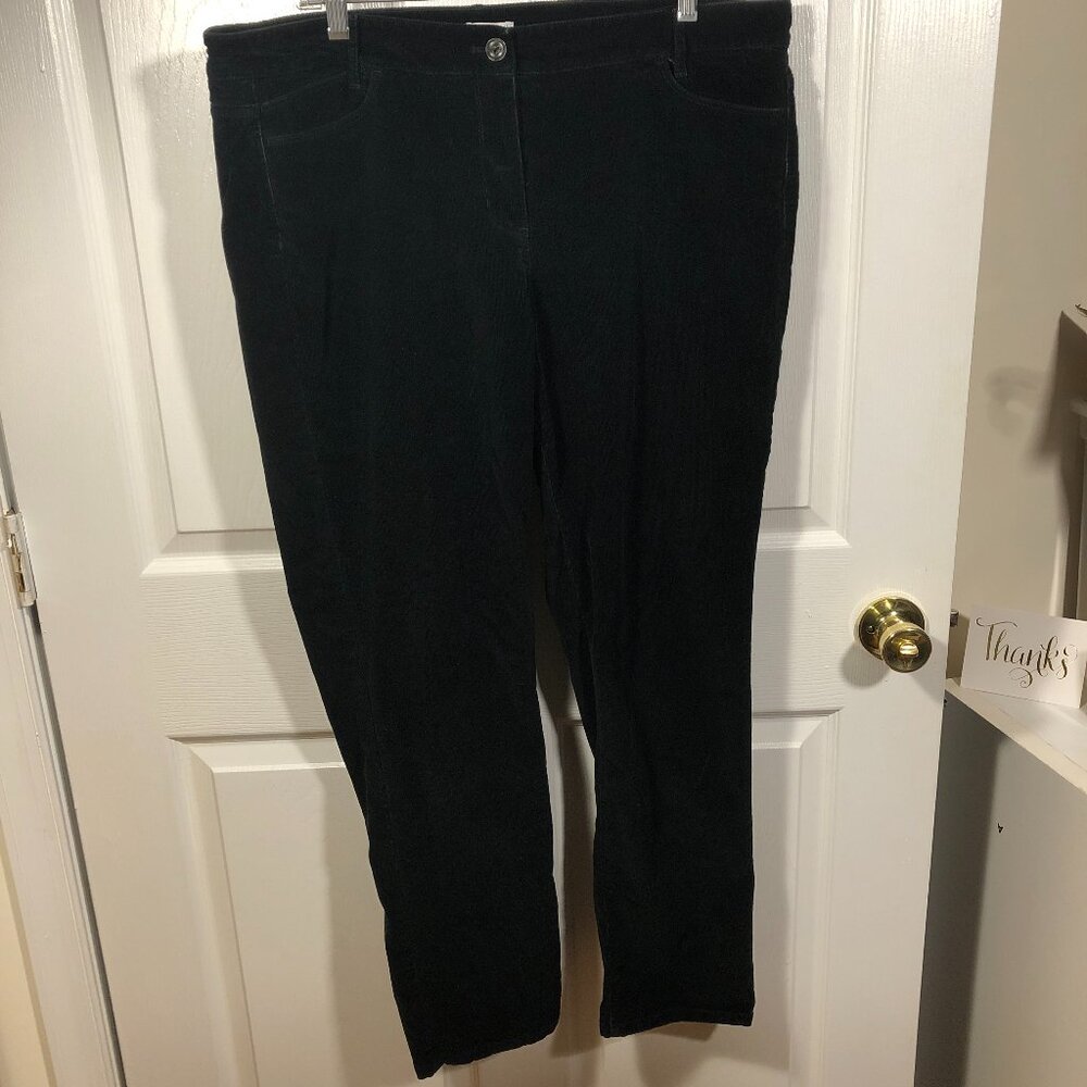 J Jill women black corduroy pants, size 14, flat front